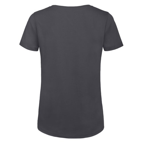 T-shirt femme gris foncé en coton biologique à manches courtes.