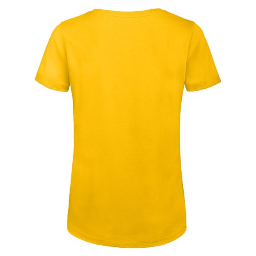 T-shirt femme jaune doré en coton bio à manches courtes.