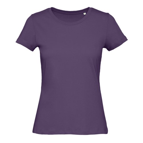 T-shirt violet foncé pour femme en coton biologique à manches courtes.