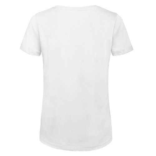T-shirt blanc pour femmes en coton bio à manches courtes.