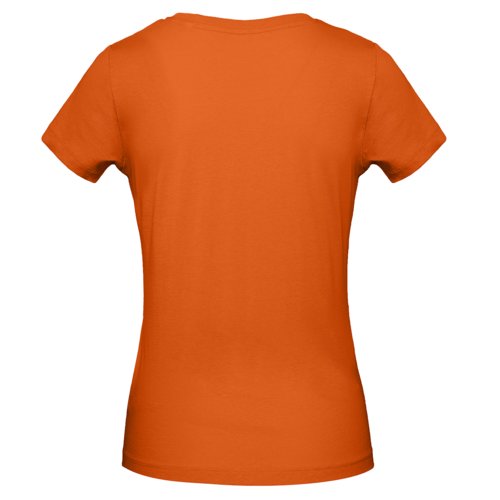 T-shirt orange pour femme en coton biologique à manches courtes.