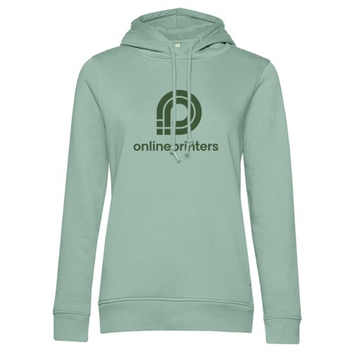 Sweat  capuche vert en coton pour femme avec capuche et cordon de serrage.