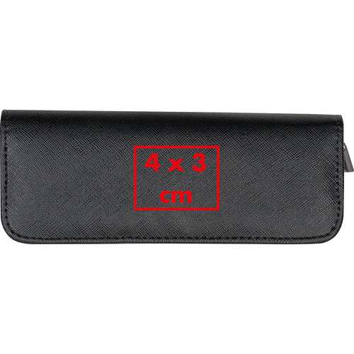 Trousse d'écriture noire avec fermeture éclair.