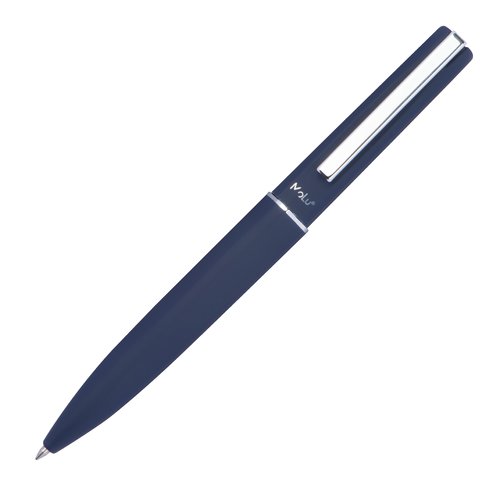 Set d'écriture bleu foncé avec stylo à bille et étui.