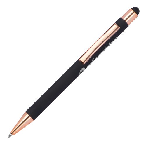 Stylo à bille noir en métal avec embout stylet tactile.
