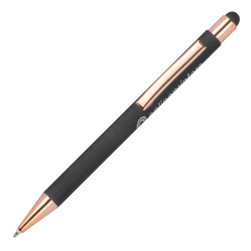 Stylo à bille anthracite avec fonction stylet et clip.