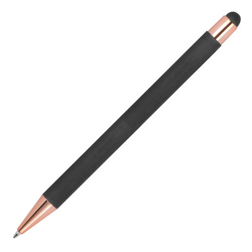 Stylo à bille anthracite avec stylet tactile et clip.