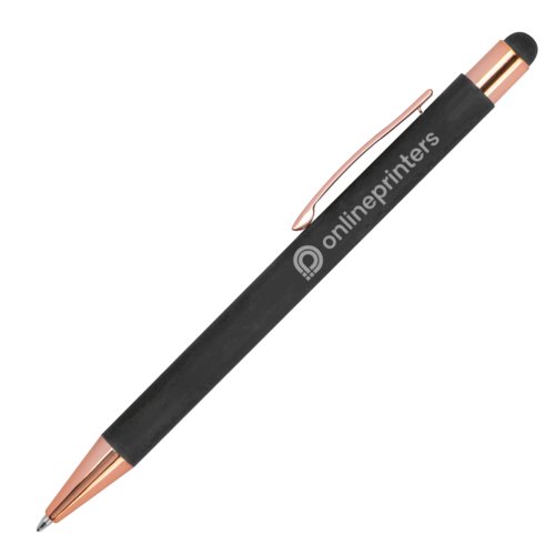 Stylo à bille anthracite avec stylet tactile et clip.