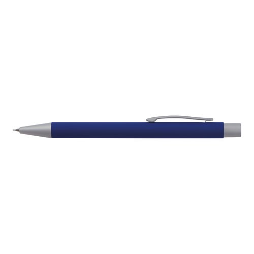 Ensemble d'écriture bleu avec stylo et accessoires.