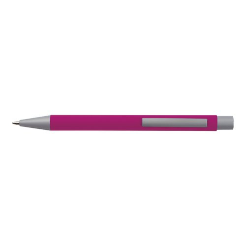 Ensemble d'écriture rose avec stylo à bille et étui.