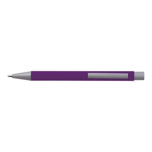 Ensemble d'écriture violet avec stylo à bille et étui.