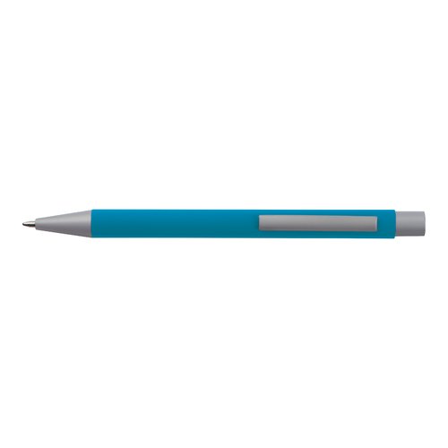 Ensemble d'écriture en plastique bleu clair avec stylo et étui.