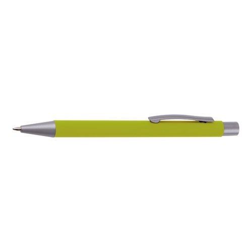 Set d'écriture vert pomme avec stylo à bille et accessoires.