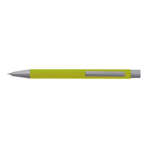Set d'écriture vert pomme en plastique avec stylo à bille et étui.