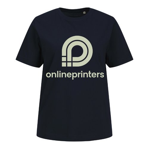 T-shirt marine pour femmes en coton bio  manches courtes.