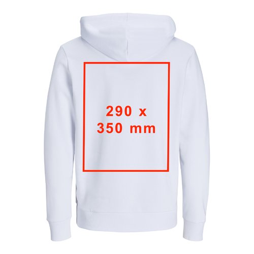 Sweat  capuche blanc en tissu avec cordon de serrage, coupe unisexe.