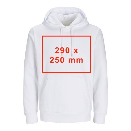 Sweat  capuche unisexe blanc en tissu avec capuche et poche kangourou.