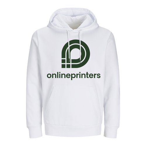 Sweat  capuche blanc en coton, unisexe, avec capuche et poche kangourou.