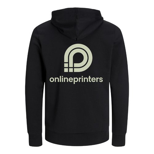 Sweat  capuche unisexe noir en coton bio et recycl.