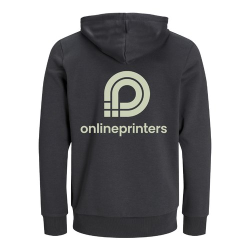 Sweat  capuche unisexe anthracite en coton bio et recycl avec capuche.