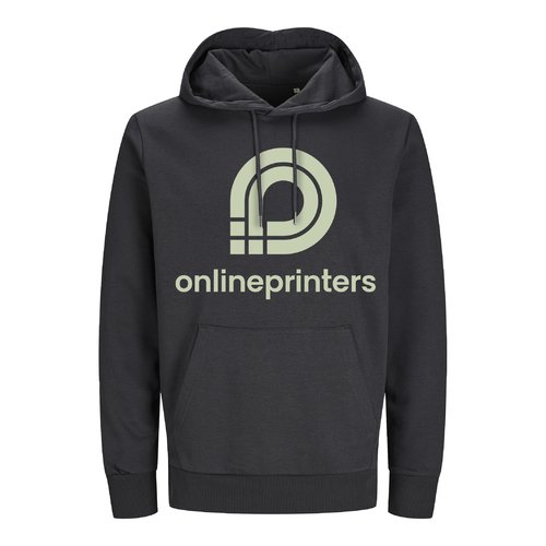 Sweat  capuche anthracite en coton biologique et recycl avec capuche et poche kangourou.