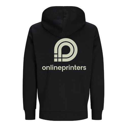 Veste sweat  capuche noire en coton bio et polyester recycl.