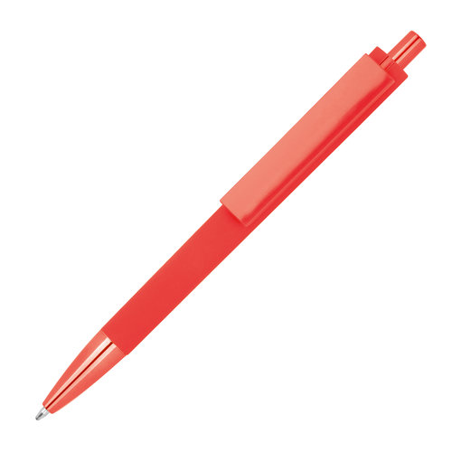 Stylo  bille rouge en ABS avec clip et mcanisme  pression.