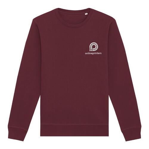 Sweat-shirt bordeaux unisexe en coton bio et polyester.