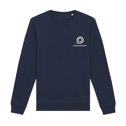 Sweat-shirt bleu marine en m�lange coton biologique-polyester de coupe unisexe.
