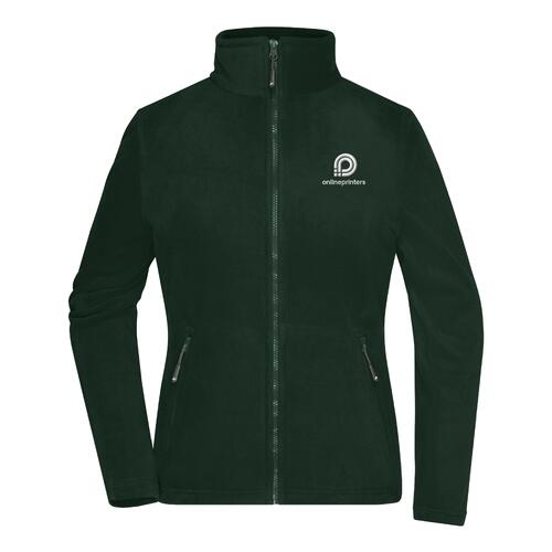 Veste en polaire polyester vert fonc� pour femme avec fermeture �clair int�grale.