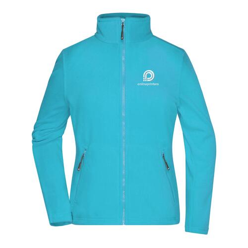 Veste turquoise en polaire polyester avec fermeture �clair int�grale et poches lat�rales.
