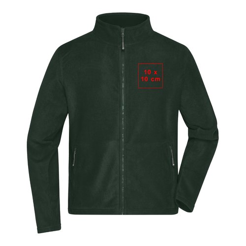 Veste en polaire verte pour homme avec fermeture �clair int�grale et poches lat�rales.