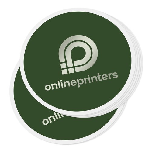 Autocollant en papier vert, adhésif.