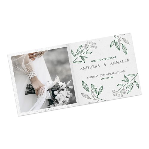 Cartes de mariage en papier avec marquage  chaud partiel.