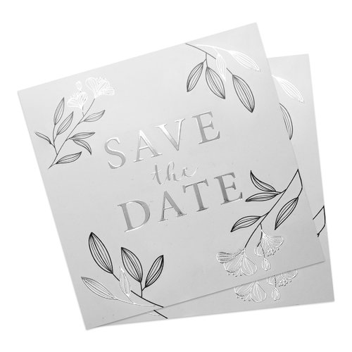Carte de mariage carre en papier avec marquage  chaud partiel.