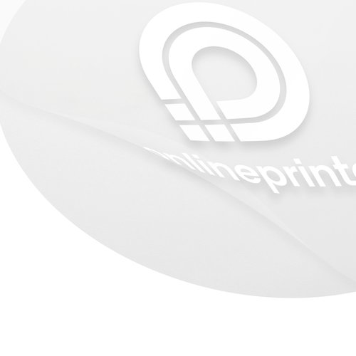 Autocollant blanc en papier de forme personnalise.