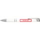 Stylo  bille en mtal blanc avec clip et bouton-poussoir.