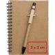 Bloc-notes marron avec reliure spirale.
