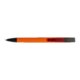 Stylo à bille orange en plastique avec clip.