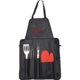 Tablier de barbecue noir en tissu avec poches.