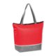 Sac isotherme rouge non tiss avec fermeture clair et poignes de transport.