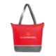 Sac isotherme rouge non-tiss avec fermeture clair et poignes.