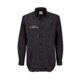 Chemise Oxford noire avec manches longues et patte de boutonnage.