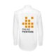 Chemise blanche pour homme en mlange de coton avec manches longues et patte de boutonnage.