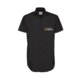 Chemise noire  manches courtes avec col et patte de boutonnage.