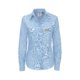 Blouse oxford bleu pour femmes en mlange de coton  manches longues.