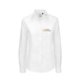 Blouse blanche pour femmes en mlange de coton  manches longues.
