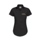 Blouse noire  manches courtes avec patte de boutonnage et col.