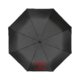 Parapluie noir avec housse et mécanisme d'ouverture manuelle.