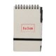 Bloc-notes spirale recyclé en carton clair avec passant pour stylo et élastique.